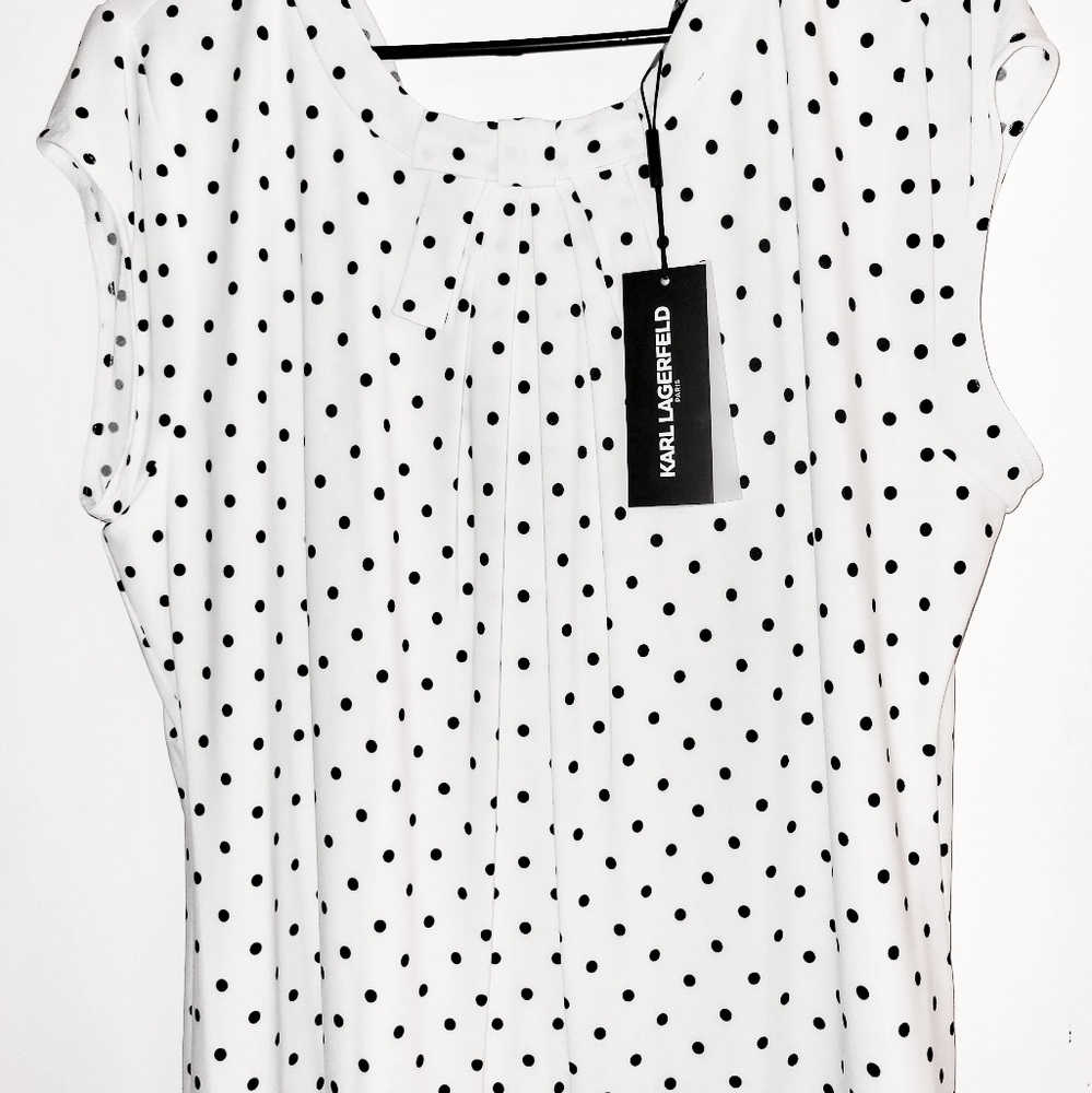 Karl Lagerfeld White Polka Dot Blouse XL